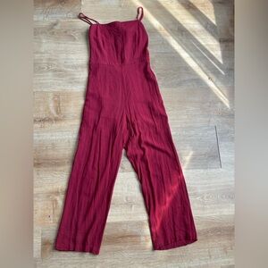 Abercrombie & Fitch Deep Burgundy Wide-Leg Jumpsuit